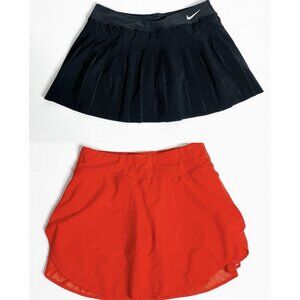 Lot of 2 Womens Nike Dri Fit Tennis Skort Skirt Black red/Orange Large
